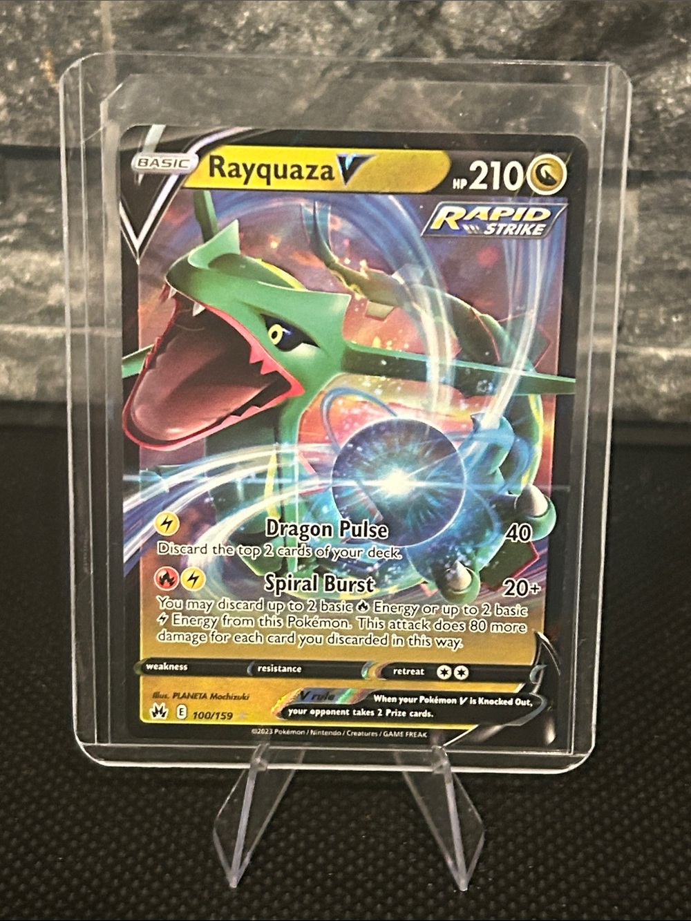 Pokemon Rayquazza V 100/159 Full Art Ultra Rare Holo from the Crown Zenith Set